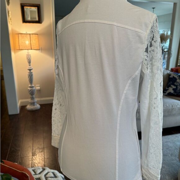 White Lace Zip-Up Jacket - Picture 3 of 4
